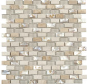 Mother Of Pearl Glass Marble Beige/White Mix Brick | Gramercy Kitchen and Bath
