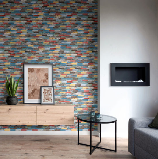 Multicolor Wood 1.1"x4" Glazed Ceramic Mosaic | Gramercy Kitchen and Bath