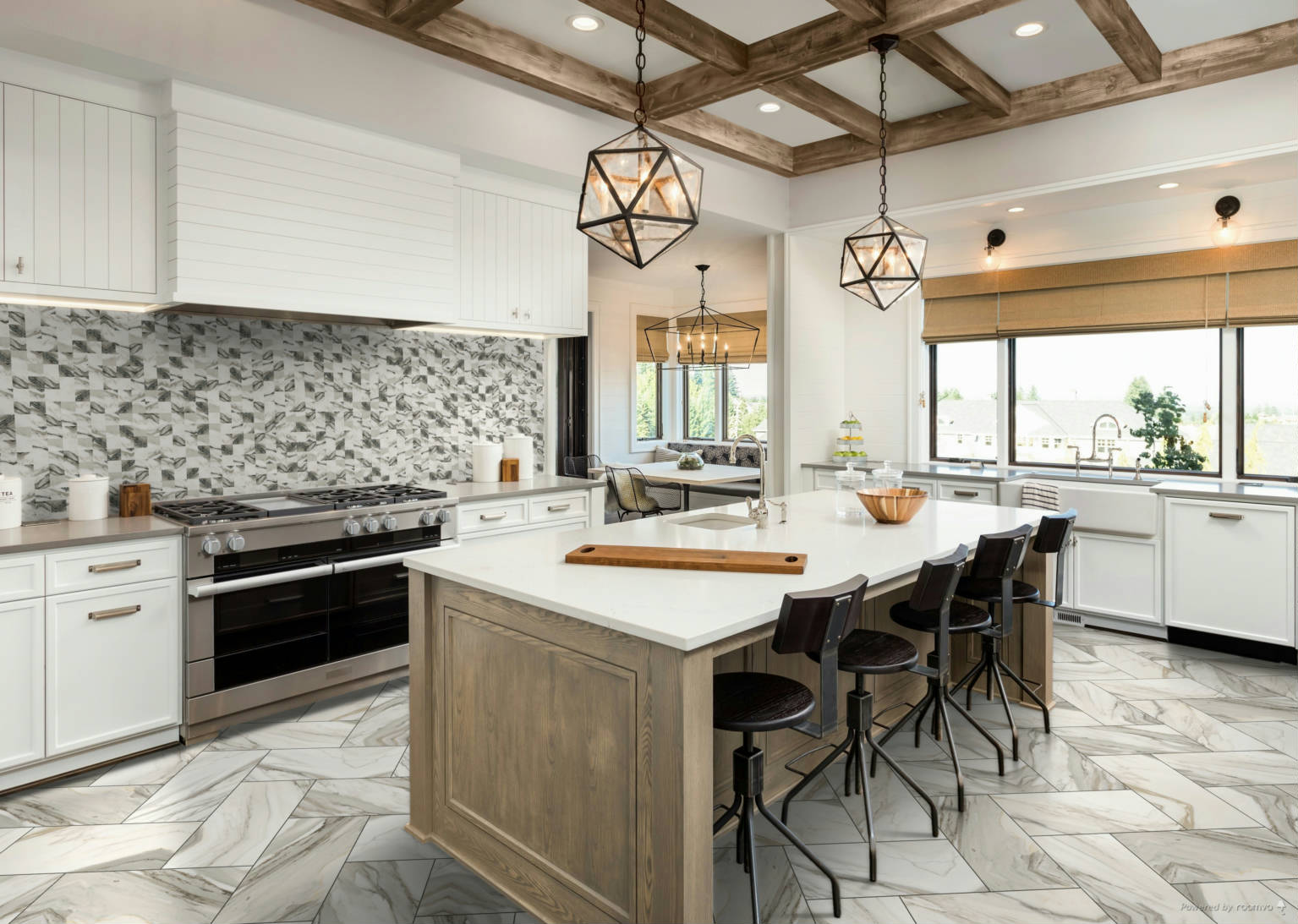 Mystique 12x24" and 2x2" Crushed Gold | Gramercy Kitchen and Bath