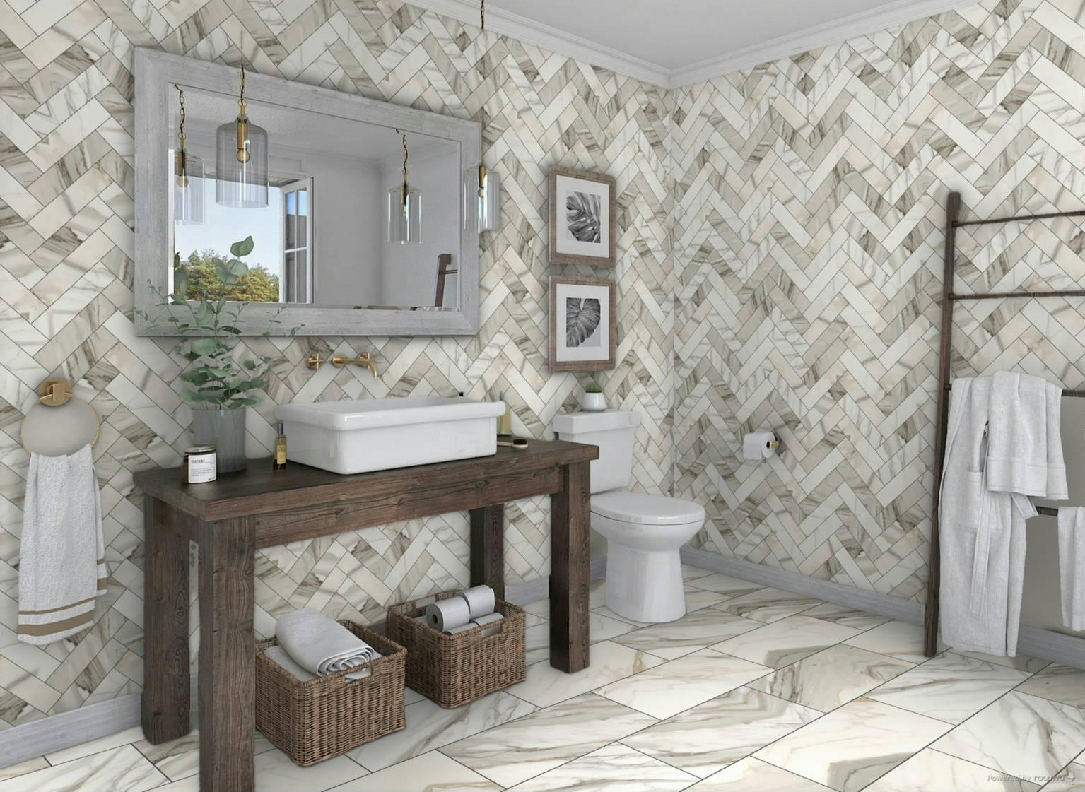 Mystique 12x24" and 3x13" Crushed Gold | Gramercy Kitchen and Bath