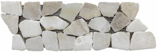 Onyx White Opus Mosaic Interlocking Border | Gramercy Kitchen and Bath