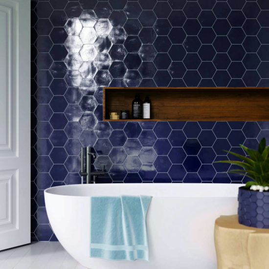 Ronda 5.5X6.3” Cobalt Hexagon | Gramercy Kitchen and Bath
