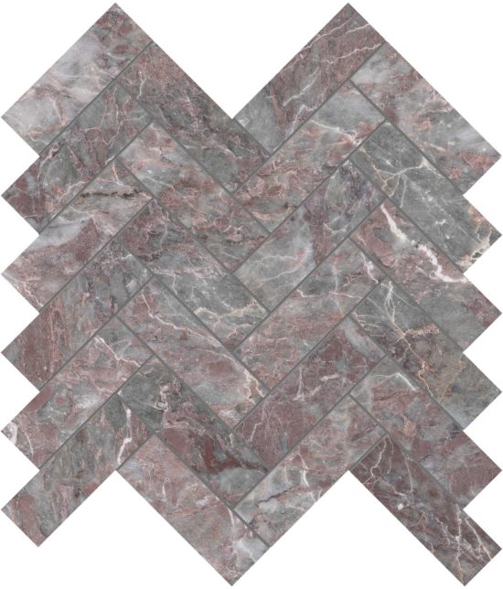 Sereno Burgundy 1.25×4 Herringbone Mosaic