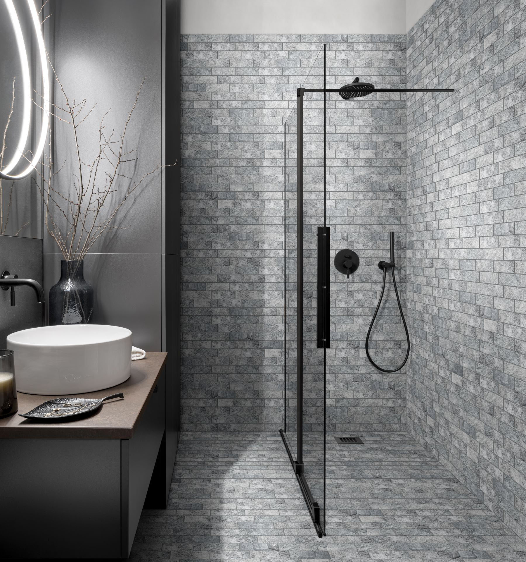 Slate Stone Grey 2"x6" Brick Mosaic | Gramercy Kitchen and Bath