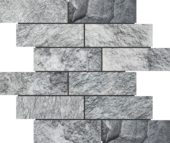 Slate Stone Grey Glazed Ceramic 2"x6" Brick Mosaic | Gramercy Kitchen and Bath