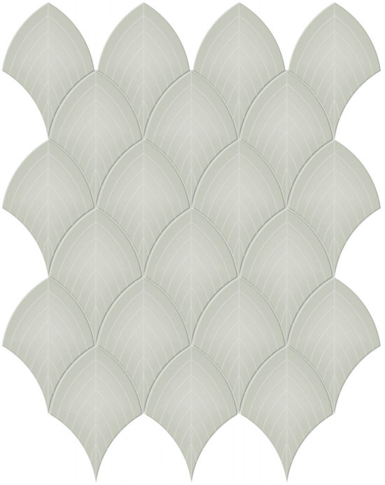 Soft Sage Glossy Scallop Mosaic | Gramercy Kitchen and Bath