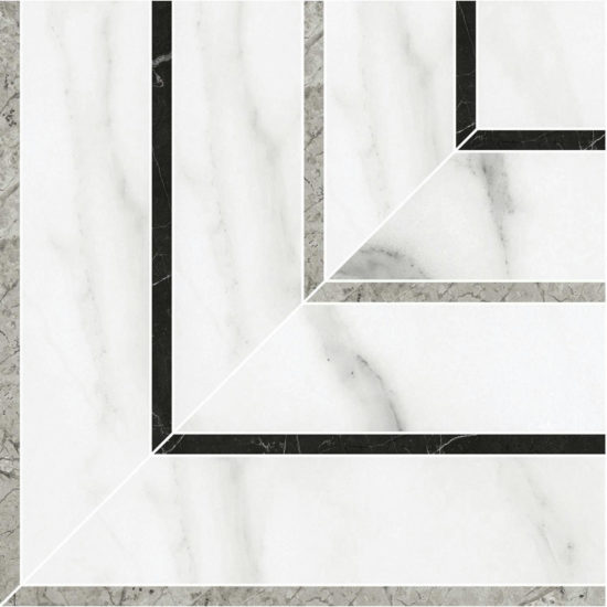Statuario Venezia Honed Picco Mosaic | Gramercy Kitchen and Bath