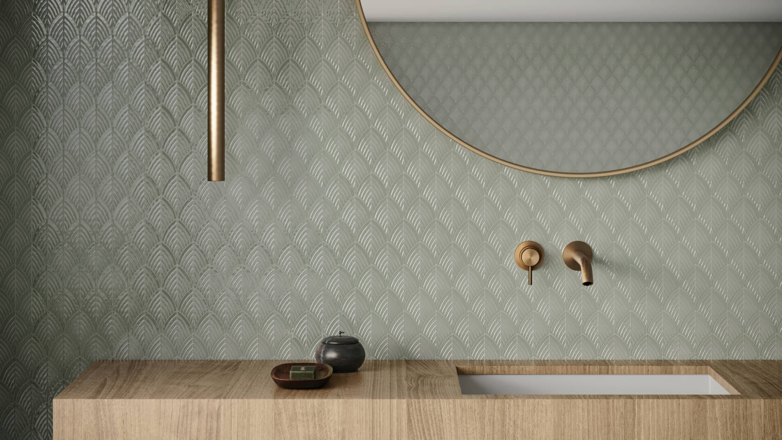 Traditions Soft Sage Glossy Scallop Mosaic 2 | Gramercy Kitchen and Bath