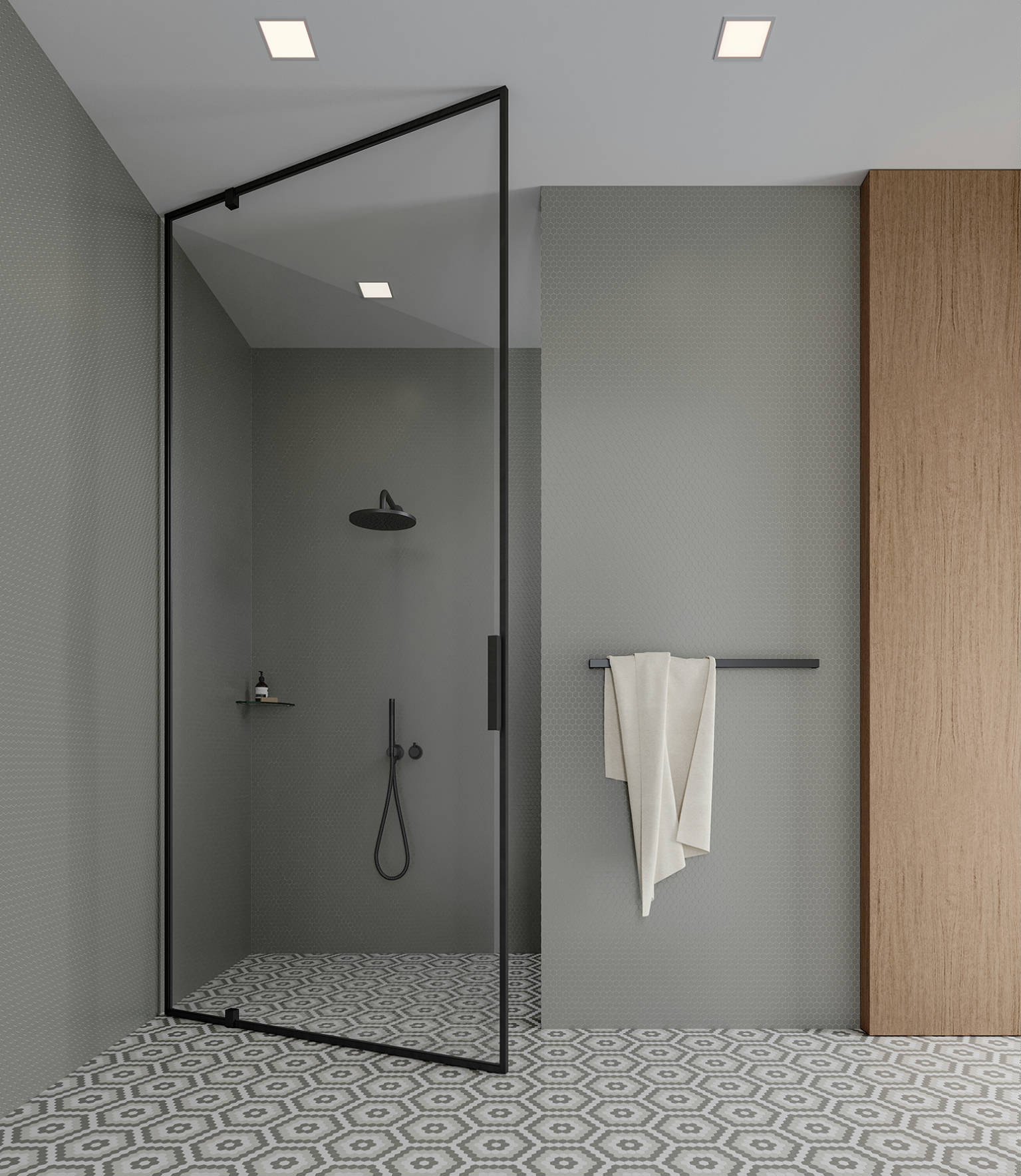 Traditions Taupe Matte 1in Hex Mosaic 2 | Gramercy Kitchen and Bath