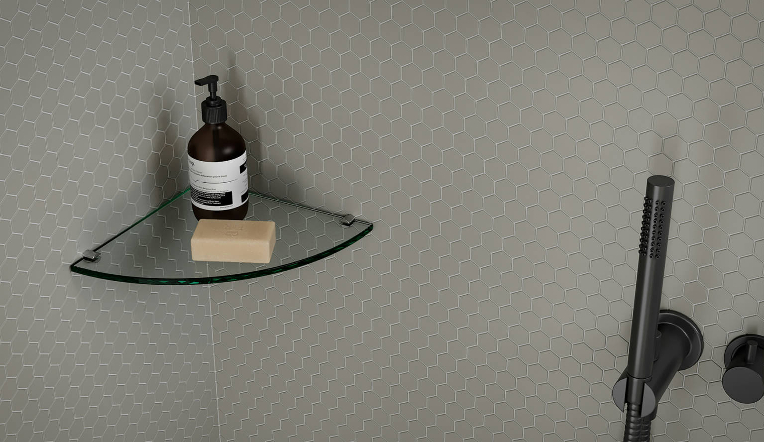 Traditions Taupe Matte 1in Hex Mosaic | Gramercy Kitchen and Bath