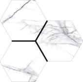 Treasure Ice White Marble 6" Carved Hexagon | Gramercy Kitchen and Bath