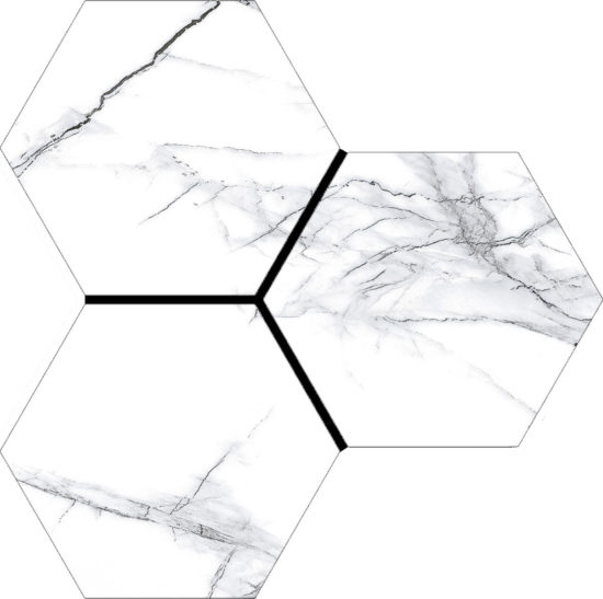 Treasure II Ice White Marble 6″ Carved Hexagon
