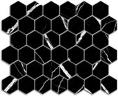 Treasure Midnight Nero 2x2 Carved Matte Hexagon Mosaic | Gramercy Kitchen and Bath