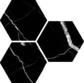 Treasure Midnight Nero 6" Carved Hexagon | Gramercy Kitchen and Bath