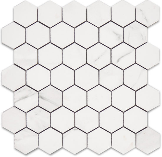 Treasure Statuario 2x2 Polished Hexagon Mosaic | Gramercy Kitchen and Bath