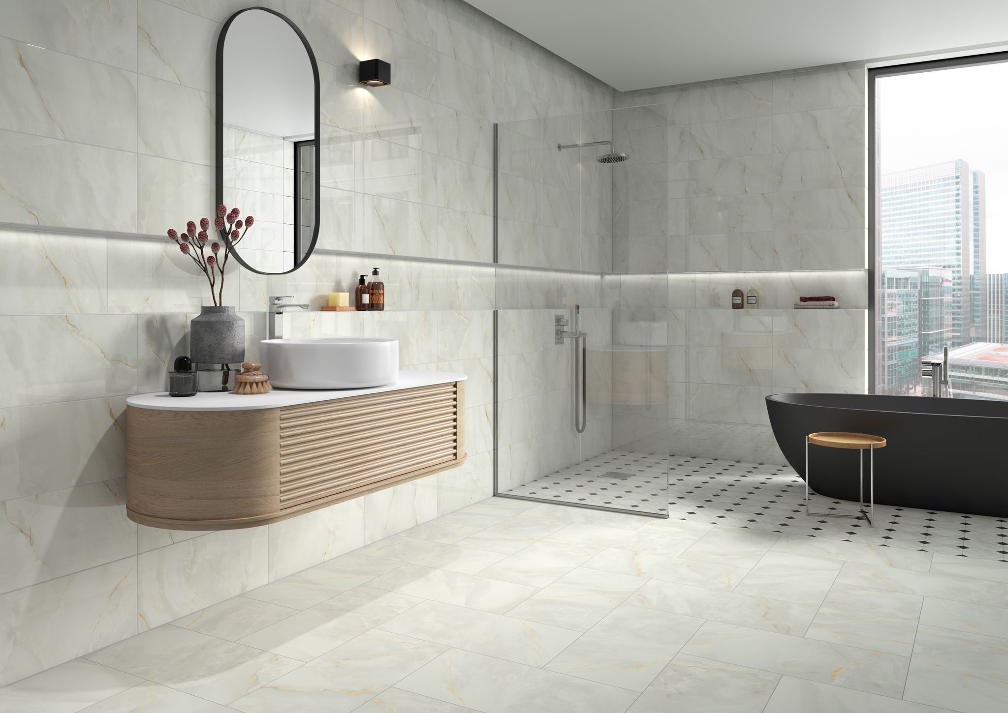 Venezia White 12x24 and 10x30 1 | Gramercy Kitchen and Bath