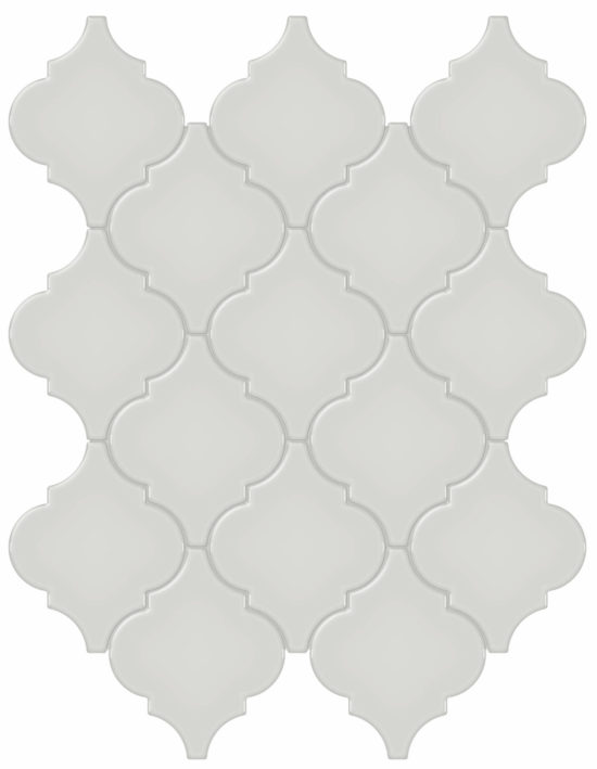 Warm Grey Glossy Arabesque Mosaic | Gramercy Kitchen and Bath