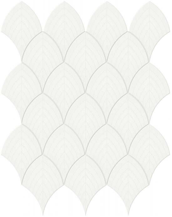 White Glossy Scallop Mosaic | Gramercy Kitchen and Bath