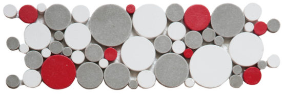 White Grey Red Penny Rounds Interlocking Border | Gramercy Kitchen and Bath