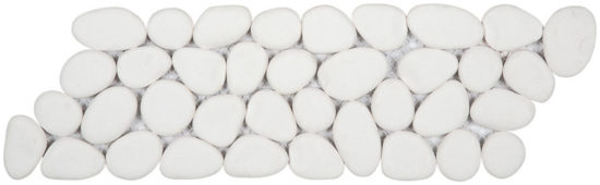 White Reconstituted Pebble Mosaic Interlocking Border | Gramercy Kitchen and Bath
