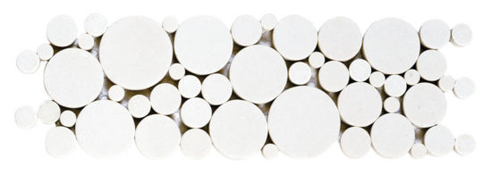 White Reconstituted Round Mosaic Interlocking Border | Gramercy Kitchen and Bath