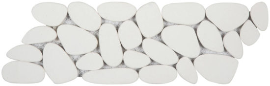 White Sliced Reconstituted Pebble Mosaic Interlocking Border | Gramercy Kitchen and Bath