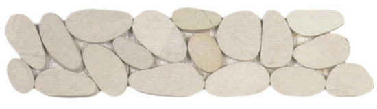White Xl Sliced Matte Pebble Interlocking Border | Gramercy Kitchen and Bath