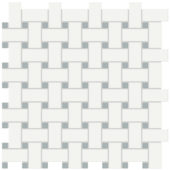 White w/Cloud Blue Matte Basketweave Mosaic | Gramercy Kitchen and Bath