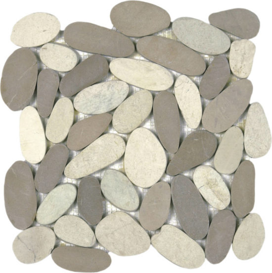 White/Beige Xl Sliced Matte Pebble Interlocking | Gramercy Kitchen and Bath