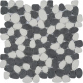White&Black Reconstituted Pebble Interlocking Mosaic | Gramercy Kitchen and Bath