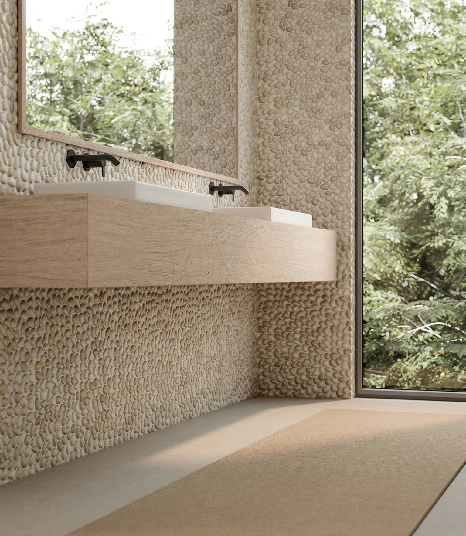 Zen Fiji Cream Natural Pebble Matte Mosaic 2 | Gramercy Kitchen and Bath